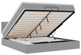 Ottomán ágykeret matraccal világosszürke 200x200 cm szövet