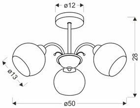 Rudas csillár NESTOR 3xE27/40W/230V sárgaréz
