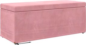 vidaXL Zsámoly Rózsaszín 101 x 41 x 40 cm Bársony és Műanyag Fa