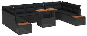 vidaXL Kert étkező szett párnával 11 pcs Fekete és Barna