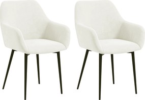 HOMCOM 2 darab Kárpitozott Skandináv Stílusú Étkezőszék, Konyhai Szék Fészekkel, Karfás Karosszék Acél Lábakkal, 54x57x80 cm, Krémfehér | Aosom