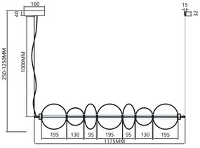 LED Csillár zsinóron DAPHNE LED/40W/230V arany