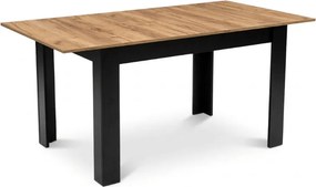 Kihúzható étkezőasztal MADO 120/160x80 cm, fekete/craft tölgy