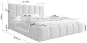 Aura kárpitozott ágy ágyneműtartóval 160x200 cm - szürke Quelle 83 bouclé