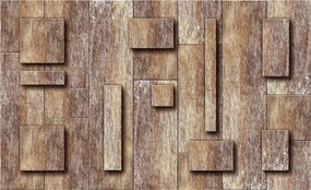 Fotótapéta Fa mozaik vinil 416x254 Fa textúra térfogata +ragasztó