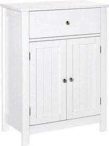 kleankin Fürdőszobai Szekrény 1 Fiókkal, 2 Ajtóval és Állítható Belső Polccal - Multifunkcionális Tároló Bútor - 60x30x80 cm | Aosom