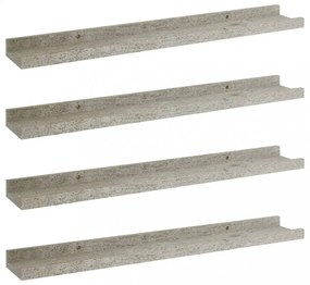 4 db betonszürke fali polc 60 x 9 x 3 cm
