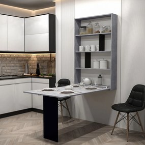 Modern fali asztal Elvana (beton/fekete). 1054133