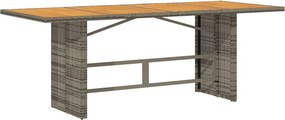 vidaXL szürke polyrattan akácfa lapos kerti asztal 190 x 80 x 74 cm