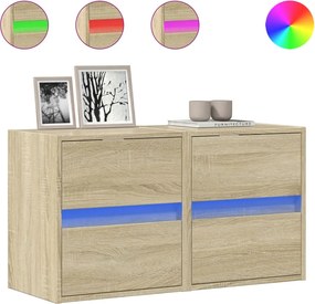vidaXL 2 db sonoma tölgy színű fali TV-szekrény LED-del 41x31x45 cm