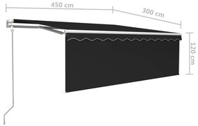 szürke redőnyös, LED-es, szélérzékelős napellenző 4,5 x 3 m