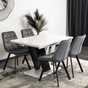 Magasfényű Étkezőasztal Fehér/Fekete Színben. CLARK 120-160 cm