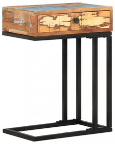 U-alakú tömör újrahasznosított fa kisasztal 45 x 30 x 61 cm