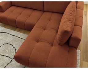 Téglavörös kinyitható-tárolóhelyes sarokkanapé (jobb oldali-L alakú) Fuji – Bobochic Paris