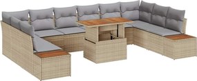 vidaXL Kert étkező szett párnával 11 pcs Barna és szürke