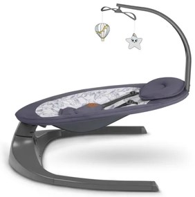 Lionelo - Zenélő babahinta RALF 4xAA szürke-fehér + távirányítóval