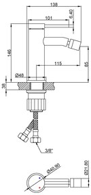 Invena Kalitea, bidé csaptelep h-146, fekete matt, INV-BB-72-004-V