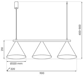 Kábelre függesztett csillár CAPITAL 3xGX53/15W/230V taupe