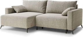 Bézs zsenília kinyitható-tárolóhelyes sarokkanapé (bal oldali-heverő résszel) Leon – Maison de Rêve