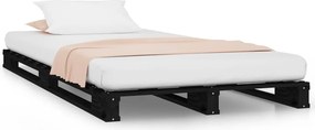 vidaXL fekete tömör fenyőfa raklapágy 75 x 190 cm (Small Single)