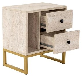 Éjjeliszekrény Glimmer - Travertine, Arany