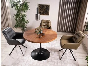 Kerek étkezőasztal AMADEO 100x100 cm, dió dekorációval