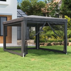 Antracit HDPE rendezvénysátor 4 hálós oldalfallal 3x4 m