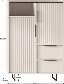 Komód, kasmír/mink arvadonna gesztenye, FRESIO KOM2D2S