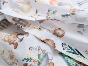 Pamut ágynemű bölcsőhöz HAPPY FARM fehér Ágyneműhuzat mérete: 45 x 65 cm | 90 x 135 cm