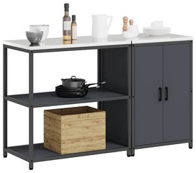 Konyhai Tároló Készlet 2 pcs Antracitszürke 150 x 50 x 92 cm