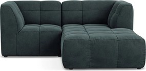 Kék bársony sarokkanapé (jobb oldali-heverő résszel) Aloha – Makamii