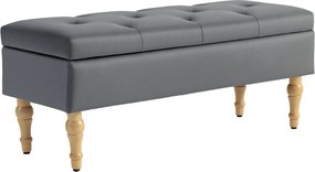 HOMCOM Tároló Puff 2 az 1-ben Vlies Tároló Pad Medieval Stílusban, Kárpitozott Ferde Tetővel és Gumifa Lábakkal, Előszobához, Nappaliba, Hálószobába,