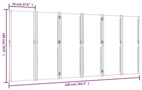 sötétkék 6 paneles térelválasztó 420 x 180 cm