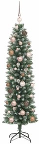 Mű Karcsú Karácsonyi Fa LED -es lámpákkal Zöld 150 cm