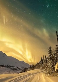 Poszter 70x100cm Északi fény Télen