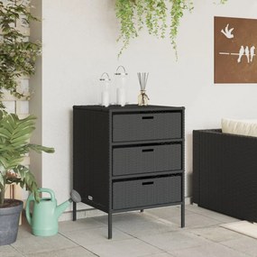 fekete polyrattan kerti tárolószekrény 55 x 59 x 80 cm