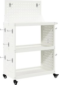 vidaXL Eszköz Kocsi Fehér 65 x 35 x 111 cm Hidegen hengerelt acél
