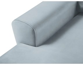 Világoskék bársony kinyitható tárolóhelyes sarokkanapé (bal oldali-heverő résszel) Kyoto – Cosmopolitan Design