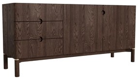 Sötétbarna alacsony komód tölgyfa dekorral 160x73 cm Arun – Unique Furniture