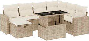 vidaXL 8 részes bézs polyrattan kerti ülőgarnitúra párnával