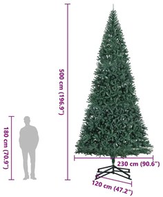 Mesterséges karácsonyfa állvánnyal zöld 500 cm PVC