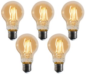 5 darabos E27 szabályozható LED izzó szett A60 arany 4W 420 lm 2200K