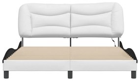 fehér és fekete műbőr ágykeret LED-világítással 160 x 200 cm