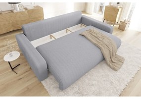 Világosszürke kordbársony kinyitható tárolóhelyes kanapé 234 cm Sara – Ropez