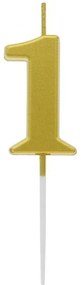 Arany Metallic számgyertya, tortagyertya 1-es
