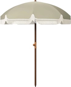 Outsunny Nagy Strandernyő Fringes Ø190 cm Kültéri Teraszernyő UV40+ Védelemmel, Szélálló, Vízálló, 32 mm Átmérőjű Cövek és Világos Olajzöld Szállítótá