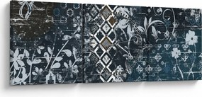 Kép virágos dekorációval (órával) (90x30 cm)