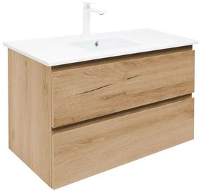 SAT B-Way Fürdőszobaszekrény mosdóval, 2 fiókos 99x50x45 cm matt tölgy BWAY2100OAKU4B2