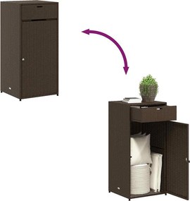 vidaXL barna polyrattan kerti tárolószekrény 55 x 55 x 111 cm