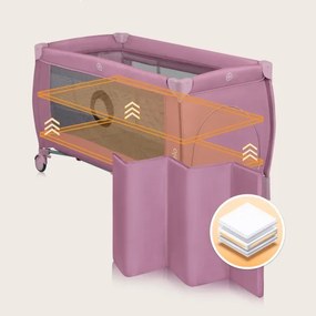 Lionelo - STEFI PLUS utazóágy, rózsaszín magnólia